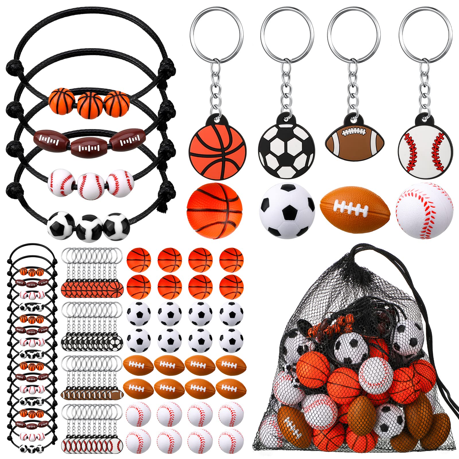 Photo 1 of Nosiny 108 Pcs Sportball Party Favors Bulk 36 Pcs Sport Keychain Gifts 36 Pcs Sportball Stress Balls 36 Pcs Charm Bracelets for Team Birthday Party Supplies