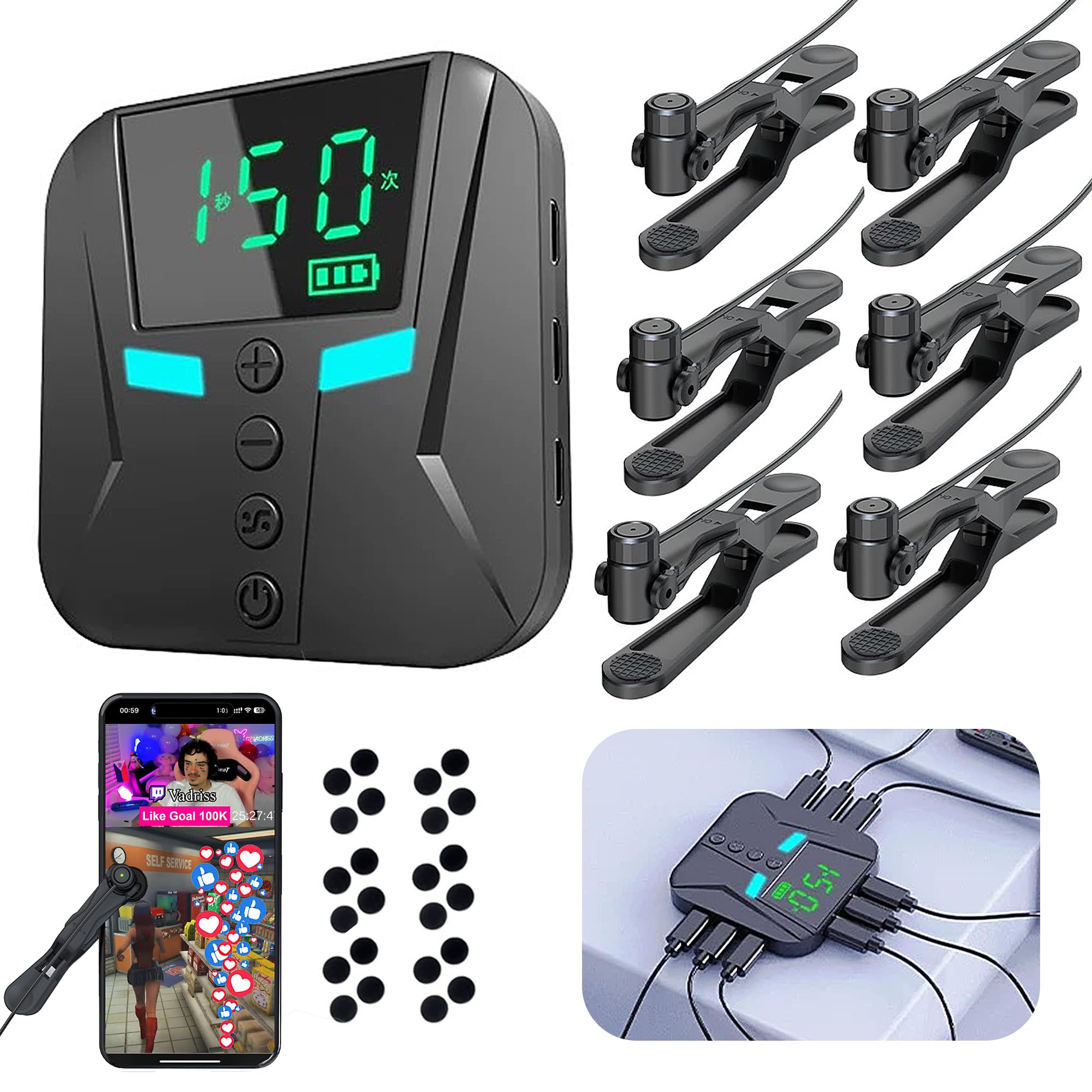 Photo 1 of STRONGBERRY Auto Clicker with 6pcs Click Heads for iPhone iPad, Phone Screen Tapper for Android IOS, Simulated Finger Continuous Clicking, Adjustable Phone Clicker for Gaming, Live Broadcasts Likes, Lightning Deal, Reward Tasks, Adjustable with 50 Clicks 