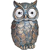 Dalekana Owl Outdoor Statue with Solar Glowing Eyes Light, Waterproof Resin Owl Garden Decoration Gift for Patio & Lawn, 7.5" H