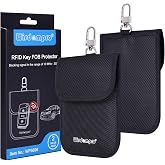 Wisdompro Faraday Bag for Key Fob (2 Pack), WP5696 RFID Key FOB Protector | RF Car Signal Blocking Faraday Cage Protector with Keyclip, Anti-Theft Faraday Pouch, Anti-Hacking Case Blocker - Black