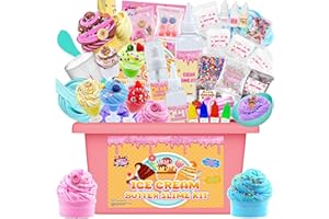 Funewest Mini Ice Cream Slime Kit for Girls, Fluffy Butter Slime Making Kit Cloud and Foam Slime, DIY Slime Kit with 40+ Piec