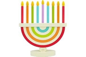 The Dreidel Company Hanukkah Children Wooden Chanukah Menorah with Removable Candles (Single)