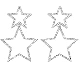 Star Earrings For Women Sparkle Rhinestone Big Star Dangle Drop Earrings Trendy Silver Gold Glitter Star Stud Earrings For Holiday Weddings Birthday Concert Parties Jewelry Gifts