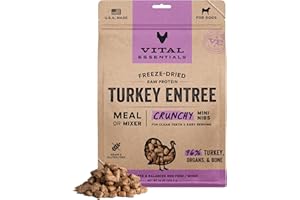 Vital Essentials Freeze-Dried Raw Dog Food, Turkey Mini Nibs Entree, 14 oz