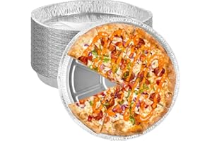 FWEEK 50 Pack Disposable Round Foil Pizza Pans Aluminum Pizza Pans for Personal Pizzas, 13 Inch Round Tin Foil Pan for Cookie