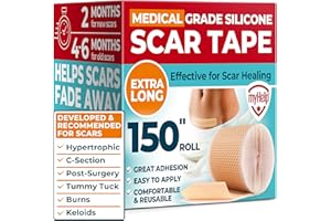 MYHELP Medical Grade Silicone Scar Tape - 1.6”x150” - Visible Difference on Keloid & С-Section - Reusable Silicone Scar Sheets - Easy to Use