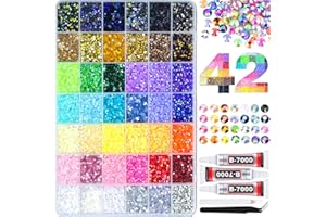 42 Colors 32000Pcs Jelly Rhinestones Bedazzling Kit, 3mm Multicolor Flatback Gems for Crafting, Bedazzle Kit with Tweezers Pe