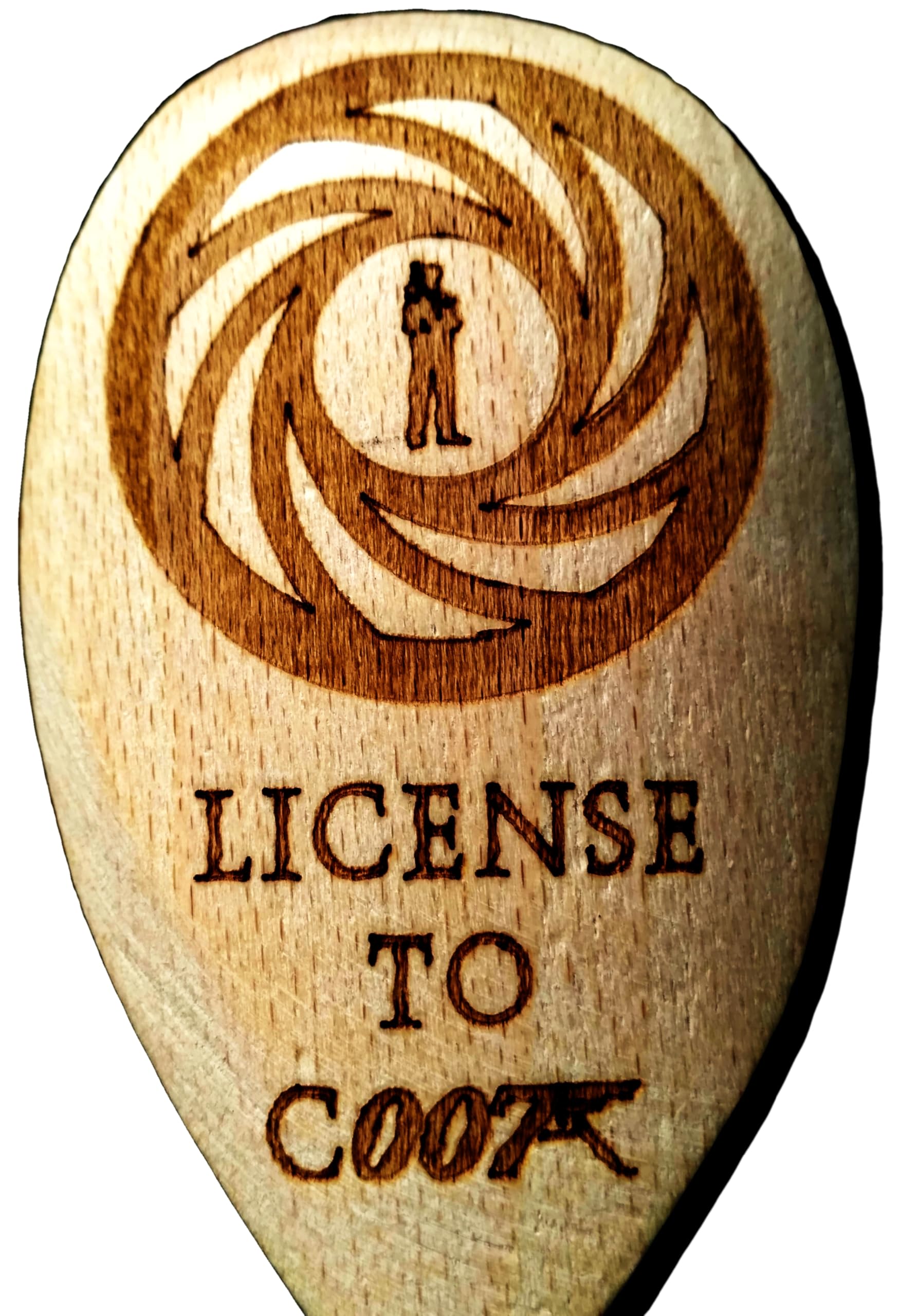 James Bond 007 Inspired Wooden Baking Spoon Wood Kitchen Cooking Birthday Present Fan Gift