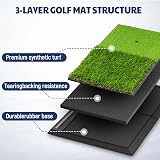 JAYA Golf Hitting Mat with Ball Tray Heavy Rubber Base Dual Turf Portable view 6