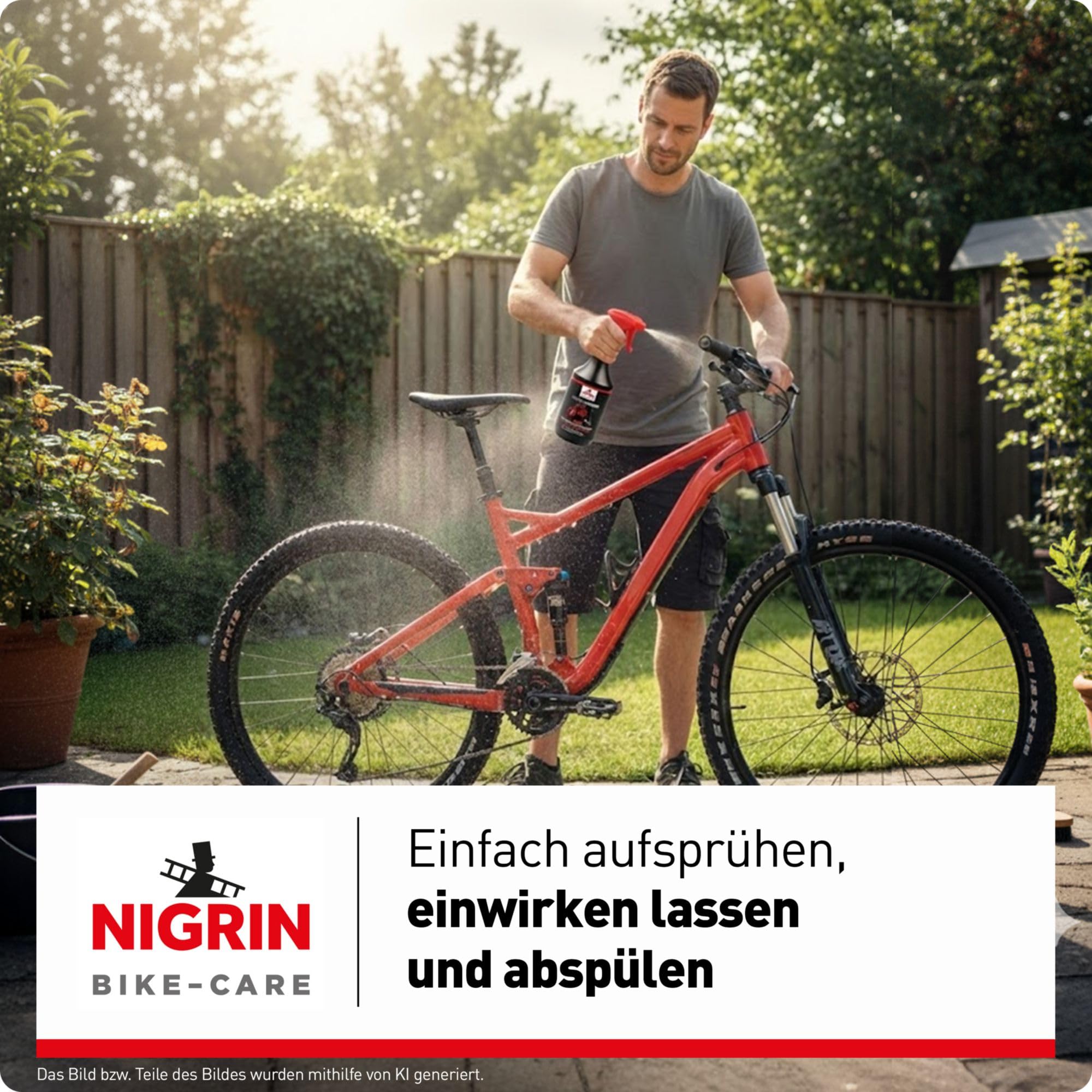 NIGRIN Bike-Care Fahrrad-Reiniger, 1000 ml Sprühflasche, Fahrradreinigung, reinigt selbsttätig und gründlich 5