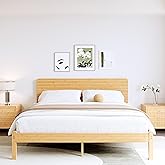 BOSRII 14in High Solid Bamboo Wood Platform King Size Bed Frame with Headboard, Reinforced Heavy Duty Metal Slats, Noise Free, No Box Spring Needed, Easy Assembly