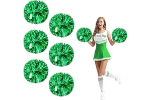 Extpro 12Pcs Cheerleading Pom Poms with Finger Holes Metallic Foil Cheer Pom Poms for Dance, Matches, Team Spirit Sports, Stage Performance, Carnival Celebration