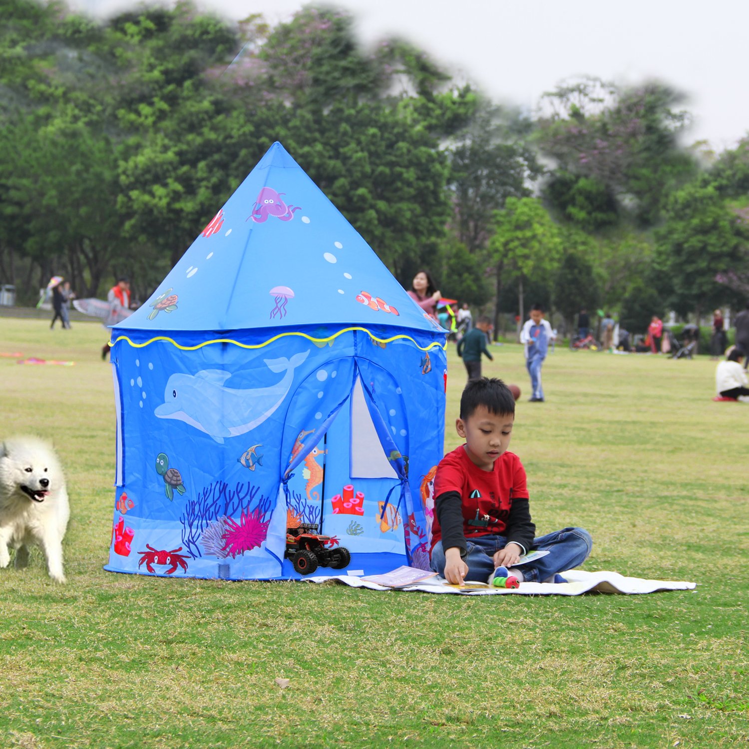 Homfu Play Tent For Kids Mermaid Castle Playhouse For Boys Girls Sea World Pattern Children Tent