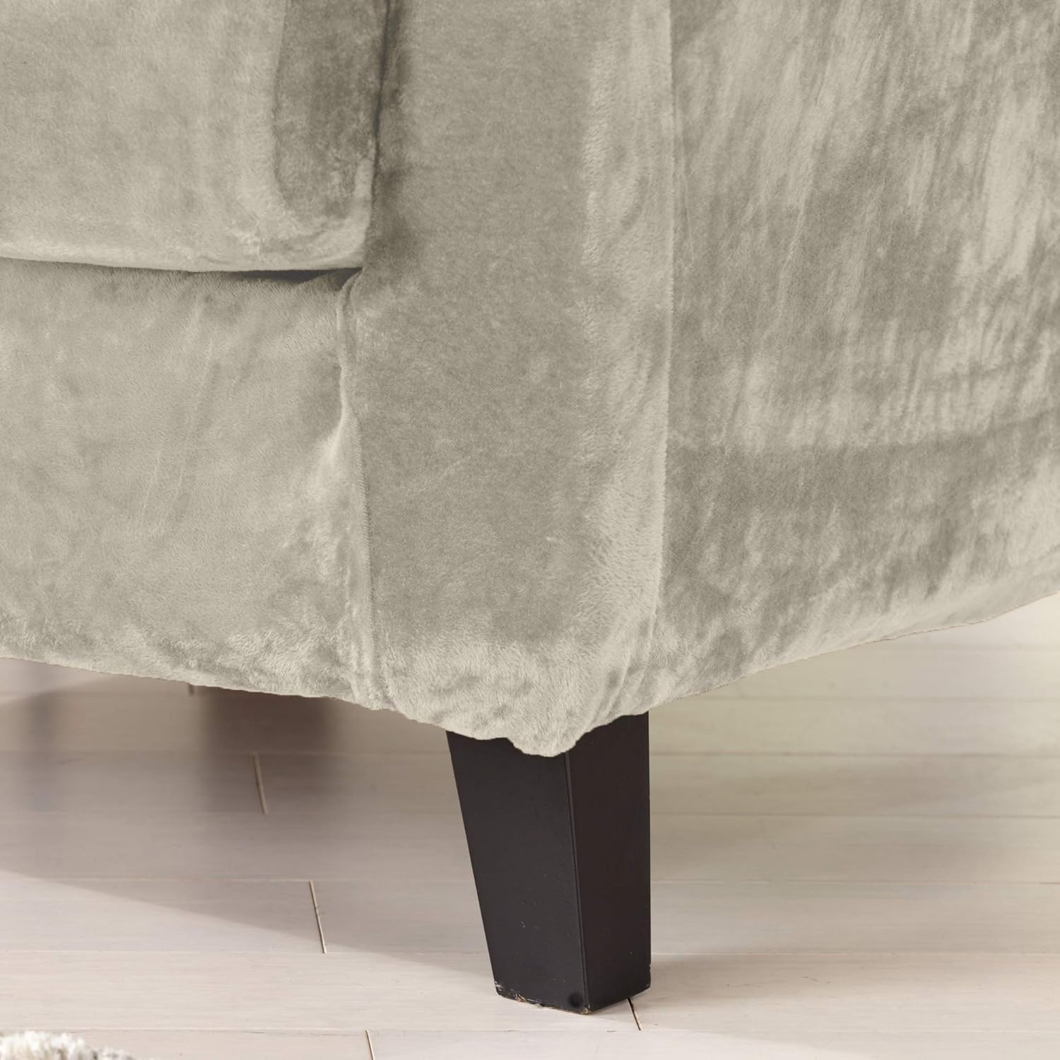 Great Bay Home 2 Piece Velvet Plush Chair Slipcover. Form Fit, Stretch Slip Resistant, Strapless Slipcover. Soft Stretch Arm Chair Slipcover. Elliana Collection (Chair, Silver Cloud): Furniture & Decor
