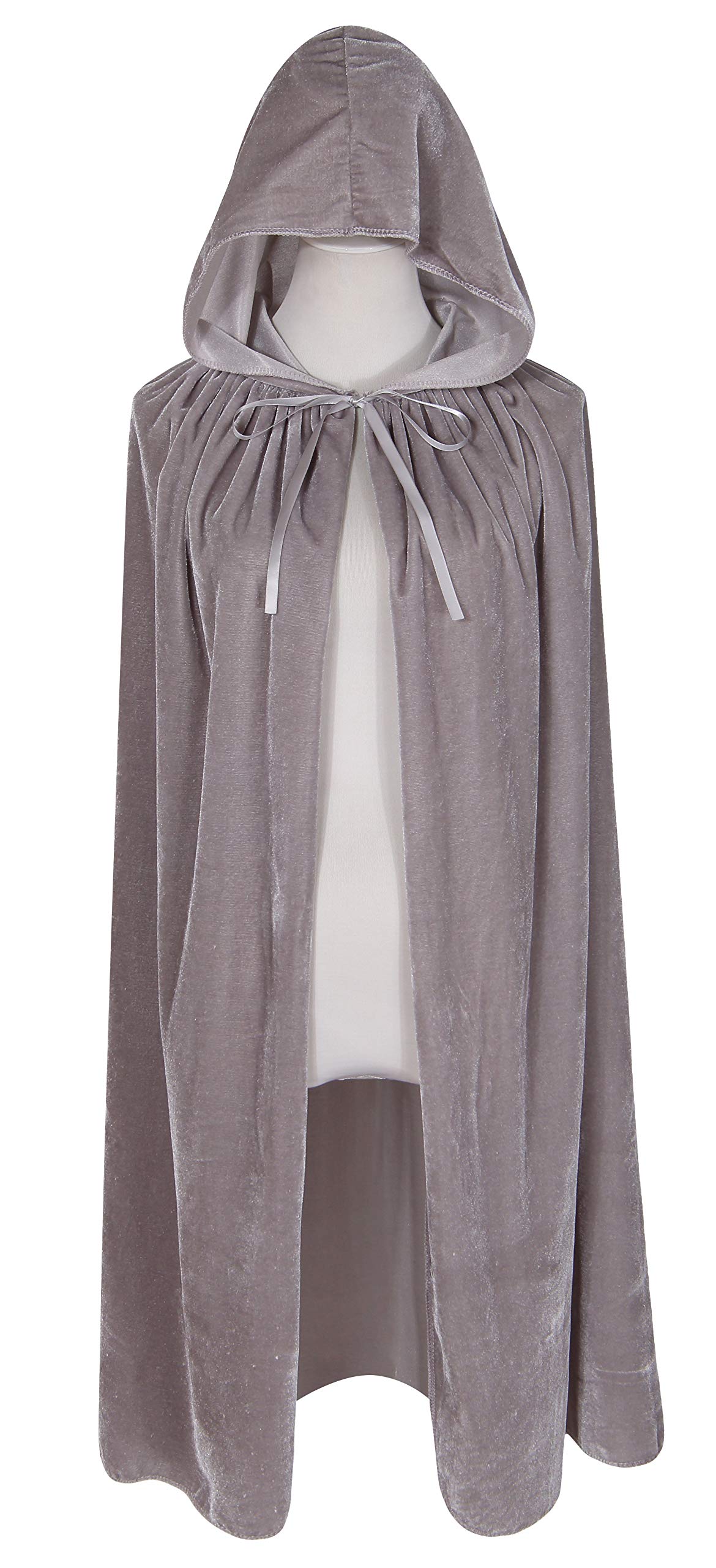 Txian Kids Hooded Velvet Cloak Halloween Christmas Fancy Cape for Kids (Silver gray)
