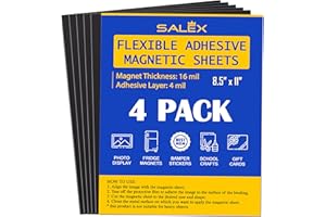 Magnetic Sheets with Adhesive Backing for Crafts, DIY. 4 Strong Craft Magnets 8.5" x 11" to Make Flexible Magnet Self Sticky 