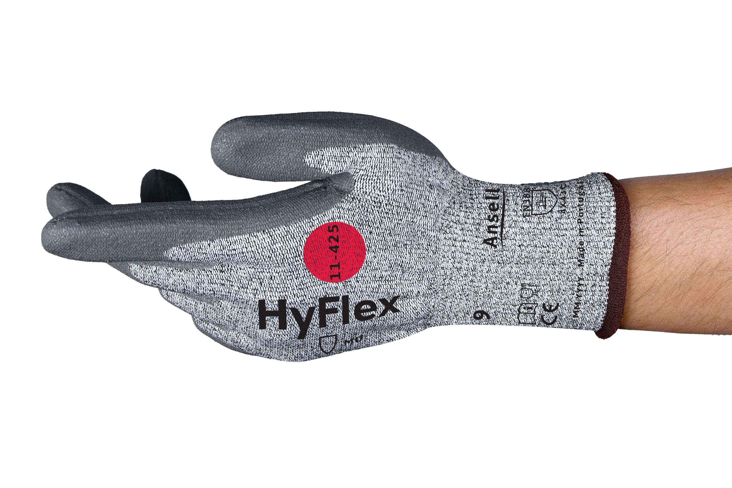 Ansell HyFlex 11-425 Work Gloves Cut Resistant, Excellent Heat and Abrasion Resistance, Mechanical Protection Gloves, Silicone-free, Men Women PPE, Size L (12 Pairs)