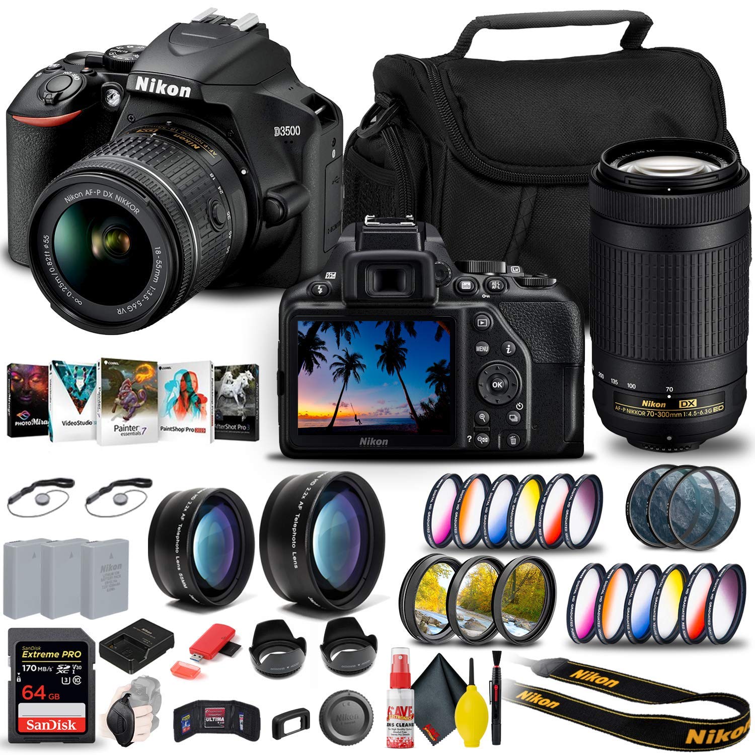 Nikon D3500 DSLR Camera with 18-55mm and 70-300mm