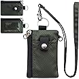 CHENSPRX Minimalist RFID Blocking Small Wallet with ID Window,WaterResistant Zip Id Case Wallet with Lanyard Keychain for Cards,Cash,Travel,Women,Men (GreenOnion+DarkGreen)