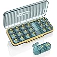 Pill Organizer 3 Times A Day, 7 Day Pill Box 3 Times A Day - Acedada Weekly Vitamin Box Organizer with 7 Separate Containers, Portable Daily Medicine Planner Case for Vitamin Fish Oil Supplement, Blue