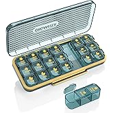 Pill Organizer 3 Times A Day, 7 Day Pill Box 3 Times A Day - Acedada Weekly Vitamin Box Organizer with 7 Separate Containers, Portable Daily Medicine Planner Case for Vitamin Fish Oil Supplement, Blue