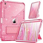 INFILAND Case for iPad A16 11 inch 11th Generation,iPad 10th Generation Case 10.9 Inch Glitter Semi-Transparent, Protective Cute Cover with Stand, Pencil Holder for Girls, Kids, Women (Pink)
