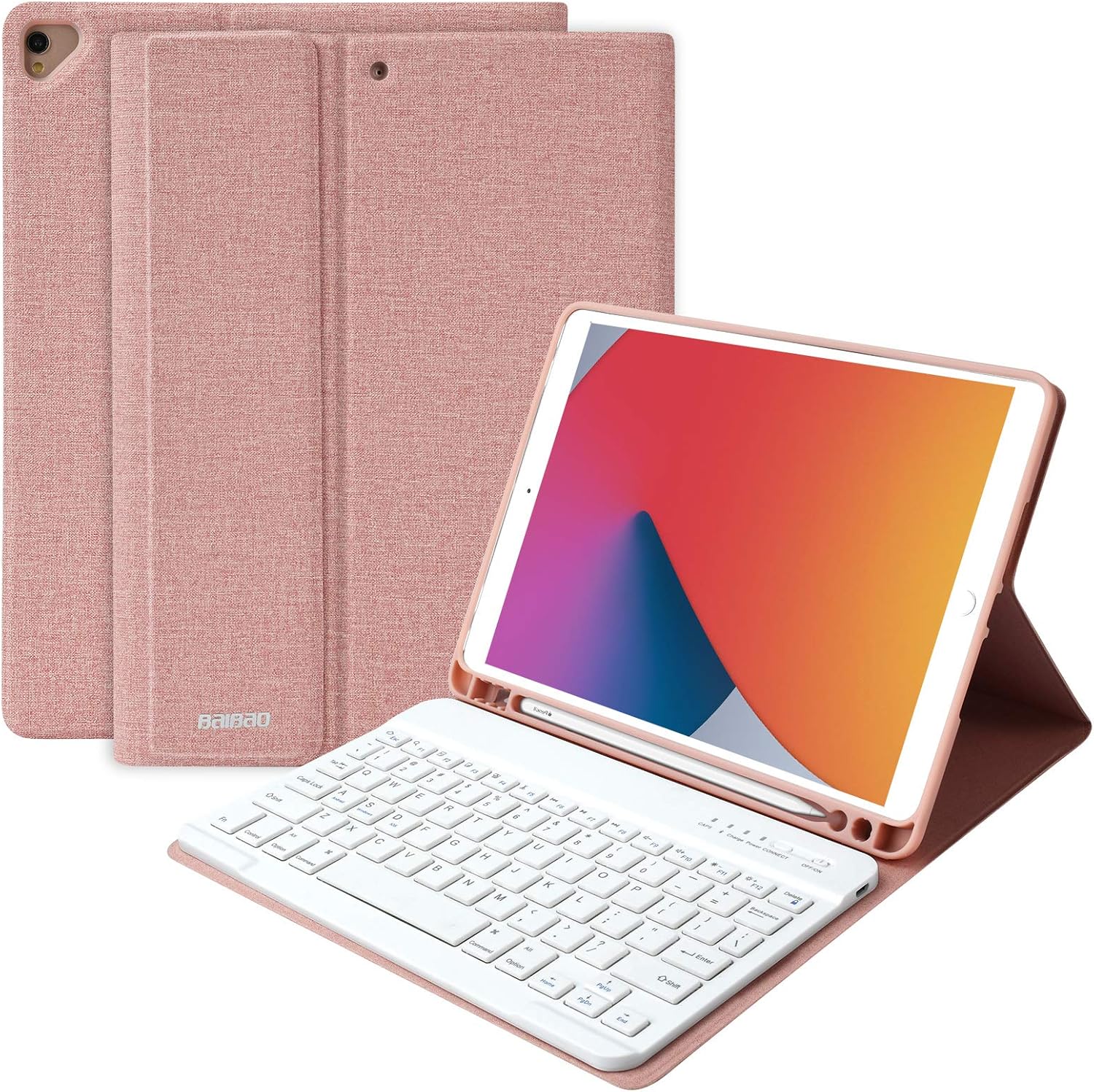 iPad Keyboard Case for 10.2 iPad 7th/8th Gen, iPad Pro 10.5 2017 Case with Keyboard, ipad air 3rd Generation case with Keyboard,Wireless Keyboard and Pencil Holder for iPad 10.2/10.5 Inch Pink