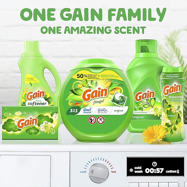 GAIN FLINGS LAUNDRY DETERGENT SOAP PACS HE COMPATIBLE 112 CT LONG LASTING SCENT ORIGINAL SCENT