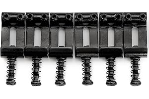 Musiclily Ultra 10.5mm Hardened Steel Saddles Vintage Bridge Saddles for Strat Style Electric Guitar, Black (Set of 6)