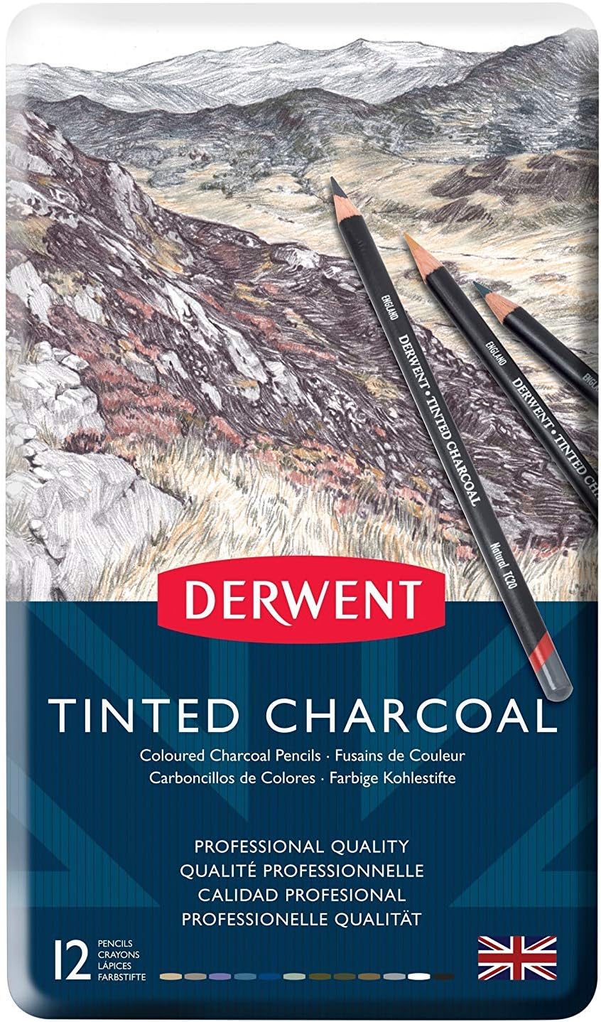 Tinted Charcoal Pencils in Metal Tin