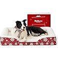 Bedsure Orthopedic Dog Beds Large Sized Dog - Washable Large Dogs Bed Waterproof, Big Comfort Pet Couch with Washable Removable Cover, Supportive Foam Pets Sofa with Nonskid Bottom, Amber Noel-Red