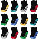 ZERULETS 12 Pairs Kids Socks Boys Sock Crew Athletic Mid Calf Cut Cotton Socks for Boys Kids Toddler 1-14 Years