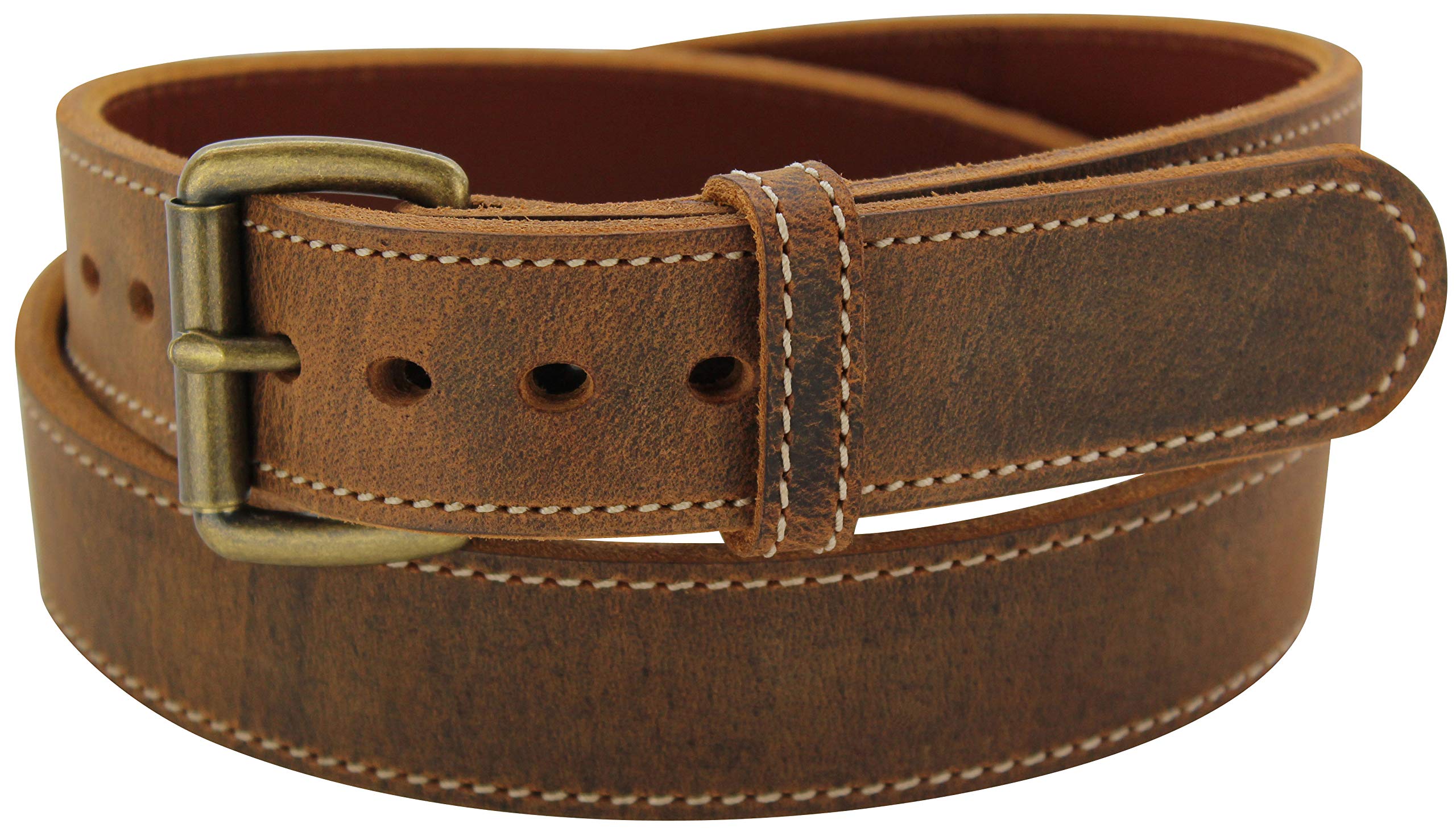 BullhideBelts.comBullhide Belts Mens Leather Steel Core Belt, Heavy-Duty, Genuine Full Grain Stitched Leather Belts 1.50" Wide Made in the USA