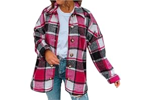 JMMSlmax Flannel Jacket for Women Trendy Womens Casual Plaid Shacket Button Down Long Sleeve Jacket Flannel Shirts Boyfriend