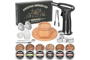 VABASO Whiskey Smoker Kit with Torch - 6 Flavors Wood Chips, Old Fashioned Cocktail Drink Smoker Kit, Birthday Bourbon Christmas White Elephant Gifts for Adults Men, Dad, Husband, Whiskey Lover(No Butane)
