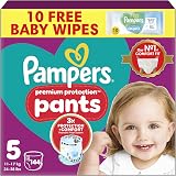 Pampers Premium Protection Nappy Pants Size 5 144 Nappies 11-17kg + Aqua Wipes