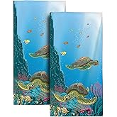 Sea Turtles Hand Towels for Bathroom Blue 14x28 Inch, Nautical Decor Beach Ocean Bath Hand Towels Decorative Set of 2 for Farmhouse Gym Kitchen Hotel Home Decorations