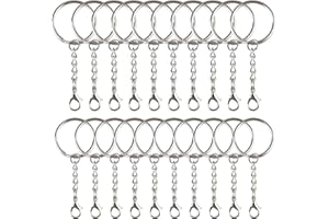 KUUQA 55 PCS Keychain Ring Metal Key Ring with Lobster Clasp for Crafts DIY（2 Differen Size）