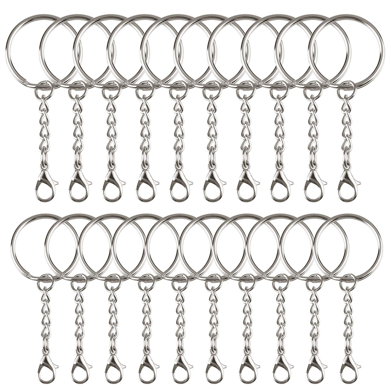 TUPARKA 55 PCS Keychain Ring Metal Key Ring with Lobster Clasp for Crafts DIY（2 Differen Size）