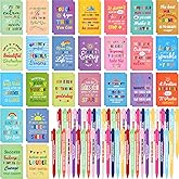 Sabary 100 Pcs Inspirational Notepads Ballpoint Pens Sets Mini Motivational Pocket Notebooks Journals Bulk Christmas Teacher Appreciation Gifts for Office Supplies(Colorful Style)
