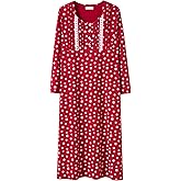 Keyocean Nightgowns for Women with Pockets Soft Cotton Comfy Lightweight Long Sleeves Ladies Nightdress
