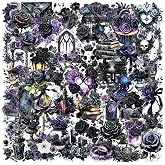 50 PCS Black Rose Stickers Pack, Cute Waterproof PET Transparent Sticker for Journaling Laptop Scrapbook Water Bottles Guitar Suitcase Phone Gifts for Kids Adult Teens