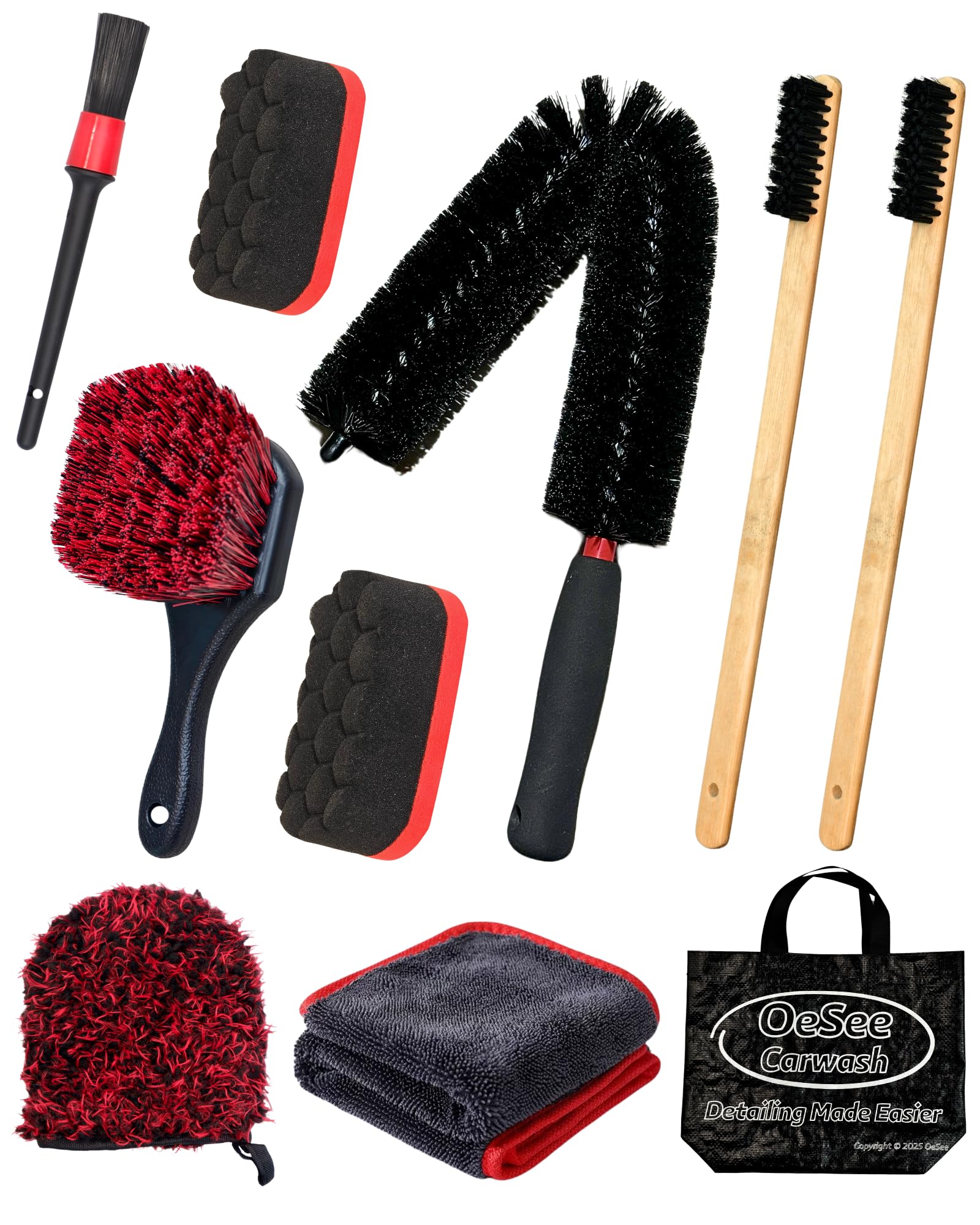 Photo 1 of 10PCS Engine Bay Cleaning Kit, Professional Under Hood Detailing Tools with Long Bendable Brush & Natural Bamboo Horsehair Brush, Applicators, Towel for Car, Truck