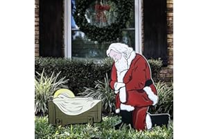 Teak Isle Kneeling Santa Outdoor Nativity Set | Weatherproof Santa Nativity Scene for Yards. Made in USA, Durable Materials, Simple Assembly, Compact Storage. Solid Plastic.