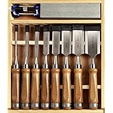 10 Pieces Wood Chisel Set, 1/4"~2" Woodworking Chisel Kit with Sharp CR-V 60 Steel Blades, Wooden Box, Honing Guide, Sharpeni