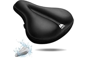 MEENCOOL Bike Seat Cushion - Gel Padded Bike Seat Cover for Men Women Comfort, Adjustable Velcro Secure Bicycle Seat Cushion Compatible with Peloton, Indoor & Outdoor Bicycle Seat(11"x7")