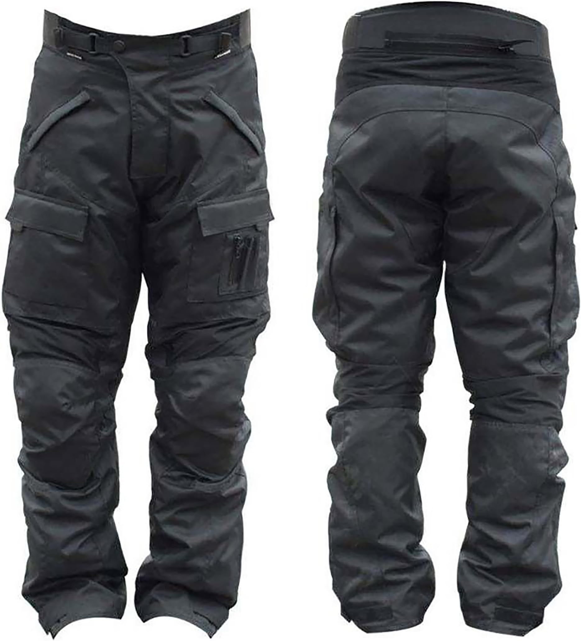 Mens CE ARMOURED BLACK WATERPROOF MOTORBIKE MOTORCYCLE TROUSERS PANTS