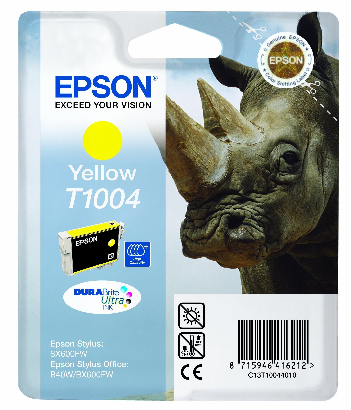 Epson T1004 Yellow Ink Cartridge for SX600FW, B40W/BX600FW, Genuine, Amazon Dash Replenishment Ready