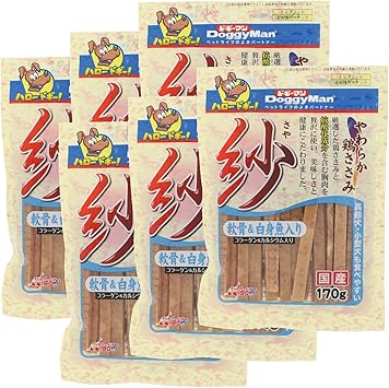 Amazon ドギーマン 犬用おやつ 紗 軟骨 白身魚入り チキン 170g 6個 まとめ買い ドギーマン ペット用品 通販