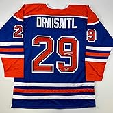 Facsimile Autographed Leon Draisaitl Edmonton Blue Reprint Laser Auto Hockey Jersey Size Men's XL